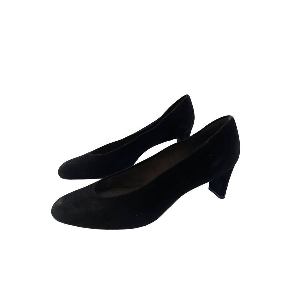 Stuart Weitzman Womens Black Round Toe Slip On Heels Dressy Pump Shoes Size 9